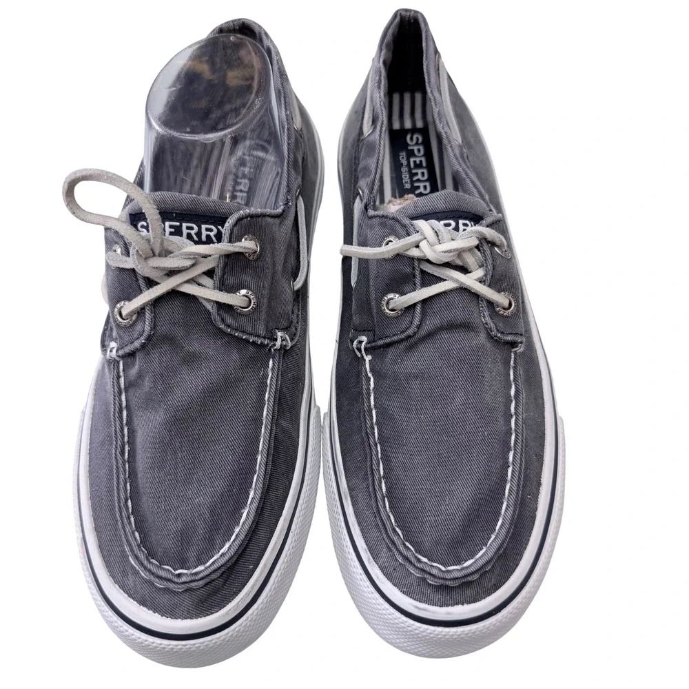 Sperry Top-Sider Bahama 2-Eye Gray Sz 9 Canvas Boat Shoes Mens Sneaker Hybrid